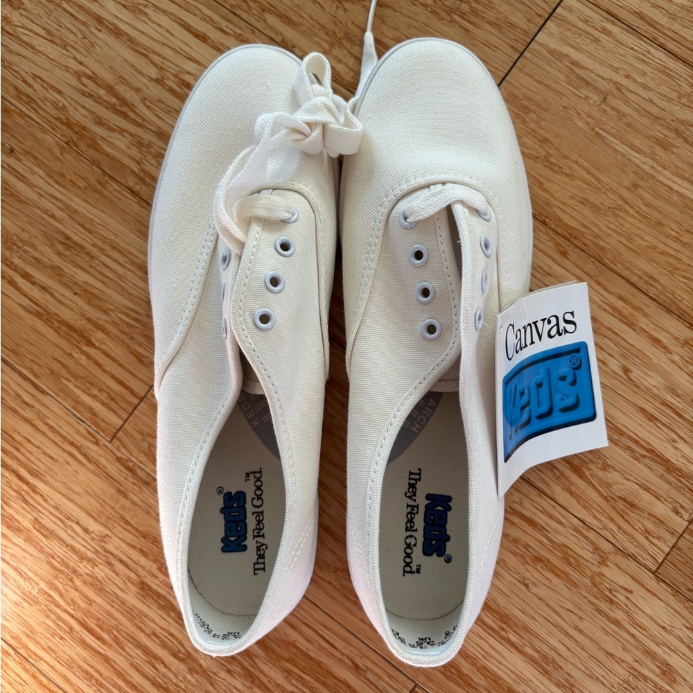 Keds Cream Canvas Lace-Up Sneakers